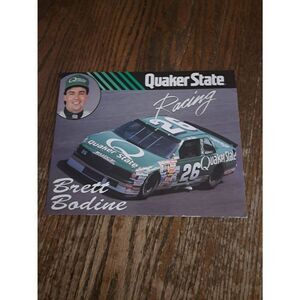 VTG 1990 Brett Bodine Quaker State Racing Driver Card NASCAR King Racing Buick